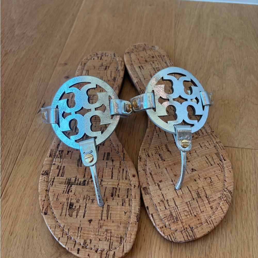Tory Burch Miller Sandals - Metallic Silver 9.5